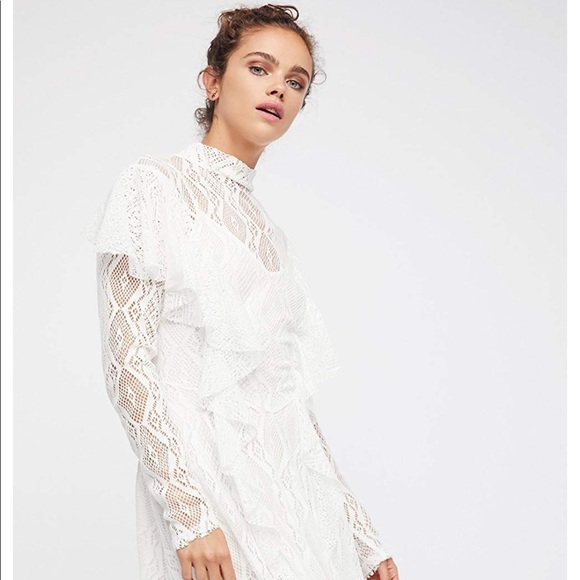 Free People Dresses & Skirts - Free People Rock Candy Ivory Lace Fit & Flare Mini